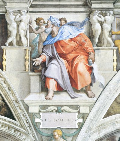 Ezekiel on the Ceiling of the Sistine Chapel in the Vatican by Michelangelo Buonarroti